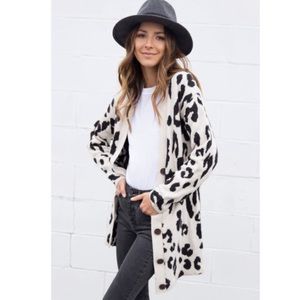 Something Navy Leopard Print Cardigan M